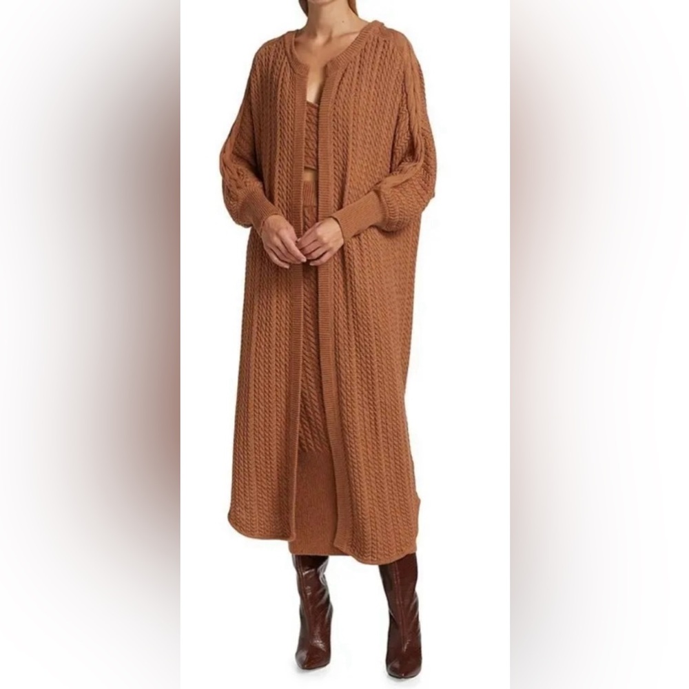 ❤️ NEW AMUR Draped Back Cable Knit Cardigan in Pecan color. Size:XS/S/M - Picture 10 of 10